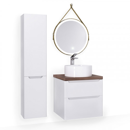 Шкаф пенал Jorno Wood 33 Wood.04.150/P/W подвесной Белый МДФ / ЛДСП