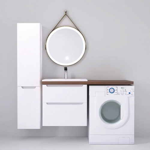 Шкаф пенал Jorno Wood 33 Wood.04.150/P/W подвесной Белый МДФ / ЛДСП