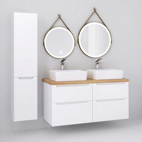 Шкаф пенал Jorno Wood 33 Wood.04.150/P/W подвесной Белый МДФ / ЛДСП