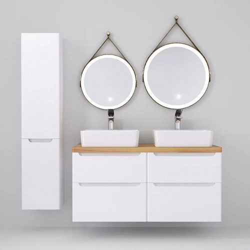 Шкаф пенал Jorno Wood 33 Wood.04.150/P/W подвесной Белый МДФ / ЛДСП