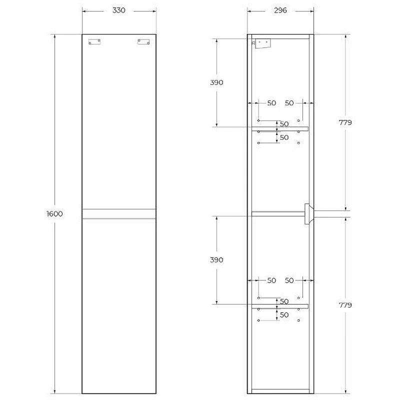 Шкаф пенал BelBagno Kraft 33 R KRAFT-1600-2A-SC-CG-R подвесной Cemento Grigio МДФ / ЛДСП