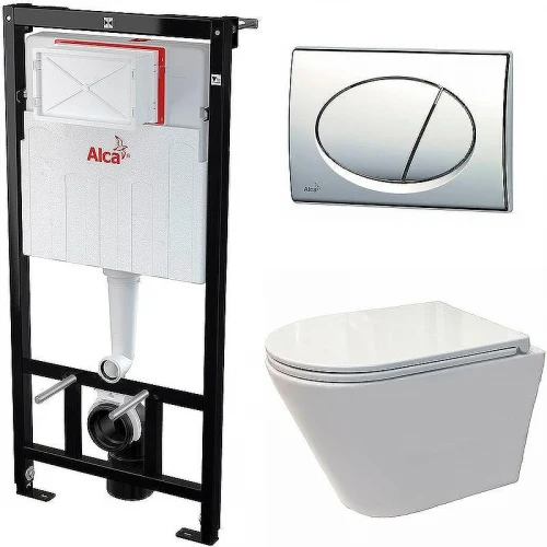 Комплект унитаза Koller Pool Orion OR-0515-RW с инсталляцией Alcaplast Sadromodul AM101/1120-3:1 RU M71-0001 с сиденьем Микролифт и клавишей смыва Хром