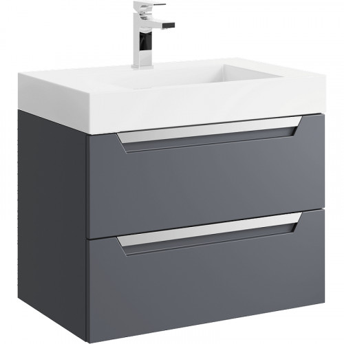 Тумба под раковину Aqwella Cube 70 CUB0107GR подвесная Серая матовая МДФ / ЛДСП