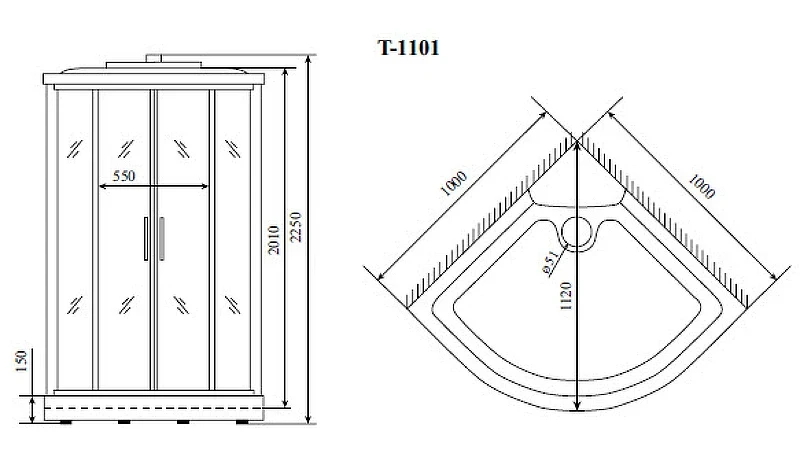 Душевая кабина Timo Standart 100x100 T-1101 с гидромассажем