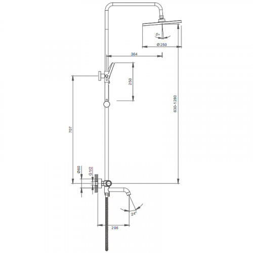 Душевая система Splenka S03.24 Хром латунь на стену
