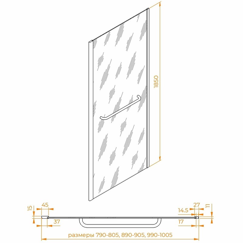Душевая стенка RGW Z-060-1B 100 352206100-14 профиль Черный стекло прозрачное