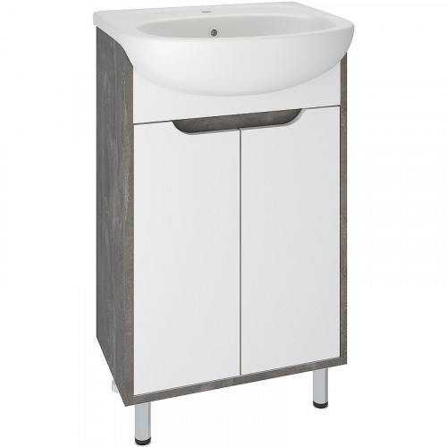 Тумба под раковину Runo Эко 50 00-00001337 Железный камень Белая МДФ / ЛДСП