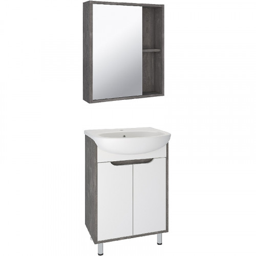 Тумба под раковину Runo Эко 50 00-00001337 Железный камень Белая МДФ / ЛДСП