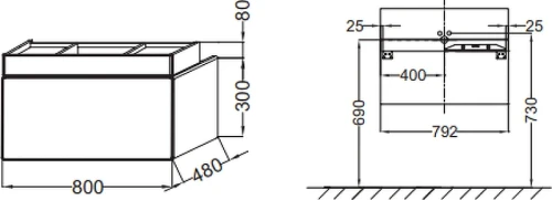 Тумба под раковину Jacob Delafon Terrace 80 EB1186-G1C-G1C цвет Белый