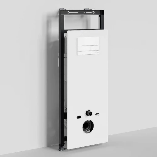 Инсталляция WasserKRAFT Salm 27TLT.010.ME.WH.WM04 для унитаза Белое стекло с Белой матовой клавишей смыва