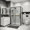 Душевой уголок Grossman Cosmo 130x100 L 120.K33.02.1310.21.02 профиль Черный матовый стекло шиншилла