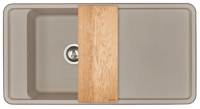 Кухонная мойка Aquaton Беллис 97 1A725132BS250 Серый шелк искусственный камень (литьевой мрамор) встраиваемый