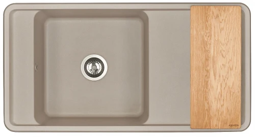 Кухонная мойка Aquaton Беллис 97 1A725132BS250 Серый шелк искусственный камень (литьевой мрамор) встраиваемый