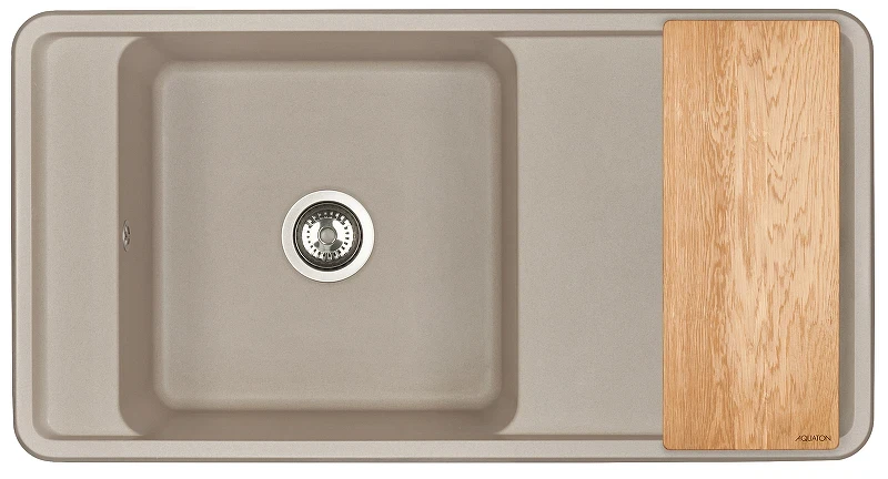 Кухонная мойка Aquaton Беллис 97 1A725132BS250 Серый шелк искусственный камень (литьевой мрамор) встраиваемый