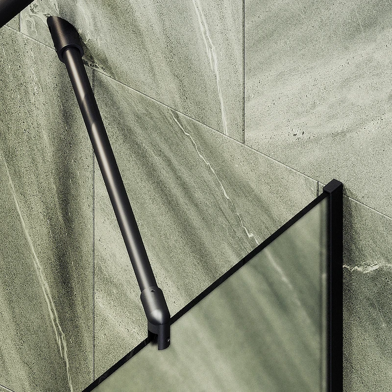 Шторка на ванну Maybah Glass MGV-137-6у 540x1400 в узком профиле Черный стекло сатиновое