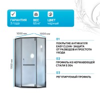 Душевой уголок RGW Hotel HO-084B 100х100 350608400-24 профиль Черный стекло матовое-сатинат
