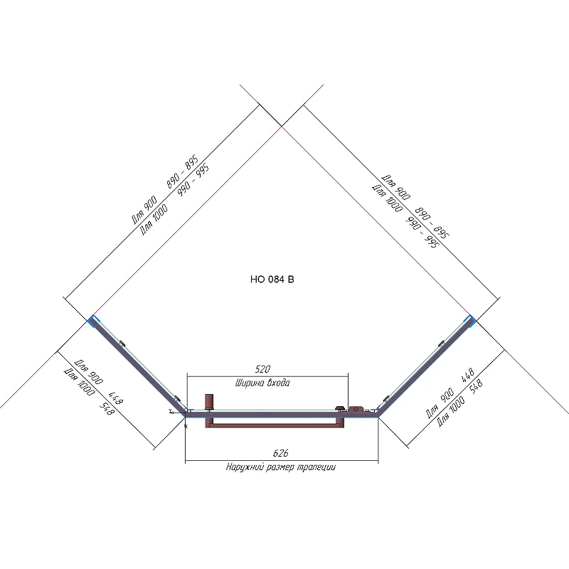 Душевой уголок RGW Hotel HO-084B 100х100 350608400-24 профиль Черный стекло матовое-сатинат