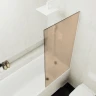 Шторка на ванну Maybah Glass MGV-74-1у 600x1400 в узком профиле Белый стекло бронзовое матовое