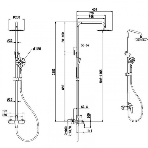 Душевая система Allen Brau Eclipse 5.E1006-31 Черная матовая латунь на стену