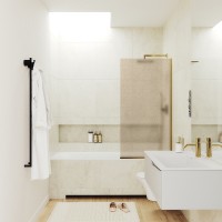 Шторка на ванну Maybah Glass MGV-77-3у 900x1400 в узком профиле Золото стекло бронзовое матовое