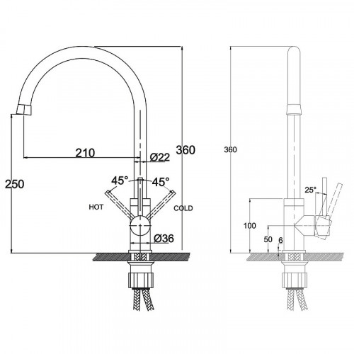 Смеситель для кухни Kaiser Merkur 26344 Хром латунь