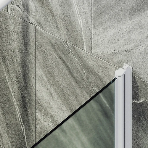 Шторка на ванну Maybah Glass MGV-615-1 600x1400 поворотная на монопетле Белый стекло сатиновое