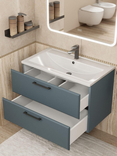 Тумба с раковиной Uperwood Foster New 80 KFosterNEW80g подвесная цвет Серый графит