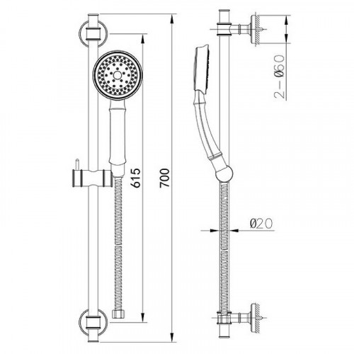 Душевой гарнитур Caprigo Parts 99-569-vot Бронза латунь на стену