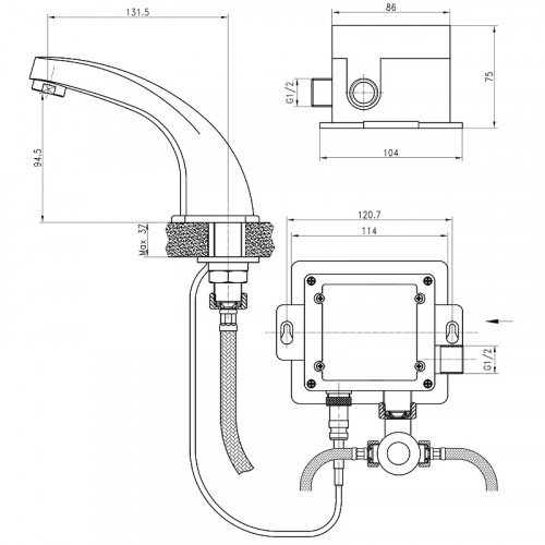 Смеситель для раковины Kaiser Sensor 38111 Хром латунь