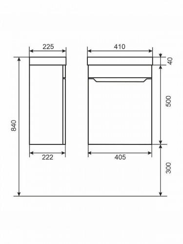 Тумба под раковину Uperwood Tanos 40 TTanos40WG подвесная цвет Белый матовый Графит матовый