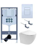 Комплект унитаза с инсталляцией Aquatek Set Aquatek Европа-INSP02 4в1 цвет Белый с сиденьем Микролифт и клавишей смыва цвет Белый
