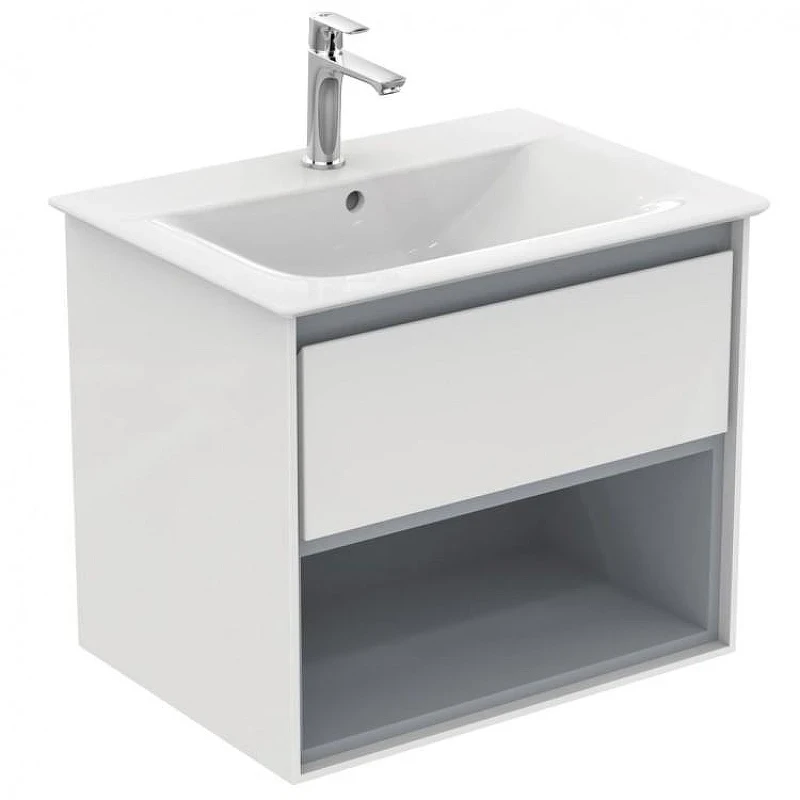 Тумба под раковину Ideal Standard Connect Air 60 E0826KN подвесная цвет Glossy White + Matt Light Grey (Белый глянцевый + Светло-серый матовый)