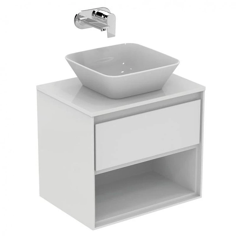 Тумба под раковину Ideal Standard Connect Air 60 E0826KN подвесная цвет Glossy White + Matt Light Grey (Белый глянцевый + Светло-серый матовый)