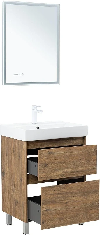 Тумба с раковиной Aquanet Nova Lite 2.0 60 348191 цвет Дуб рустикальный