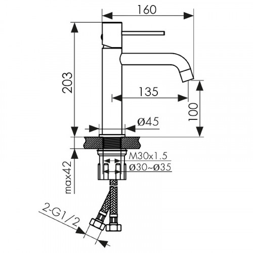 Смеситель для раковины Kaiser Vita 43211-3 Шлифованное золото латунь