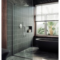 Душевая перегородка Maybah Glass MGD-677-5у 1090x1950 в узком профиле Хром матовый стекло прозрачное