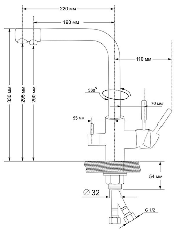 Смеситель для кухни Viko V-5014 Песочный латунь на столешницу