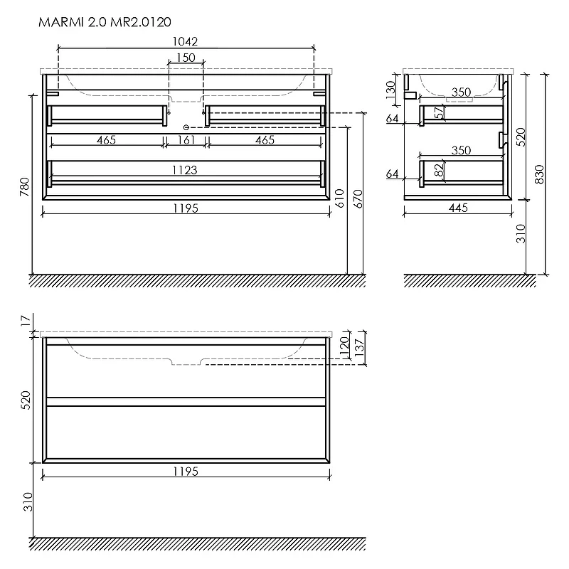Тумба под раковину Sancos Marmi 2.0 120 MR2.0120EG подвесная Дуб галифакс натуральный МДФ / ЛДСП