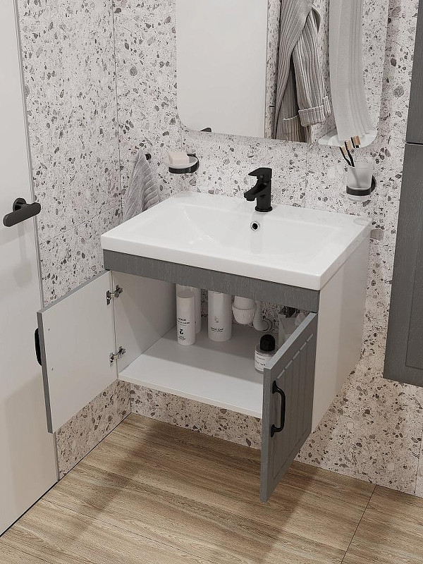 Тумба с раковиной DIWO Сочи 60 подвесная цвет Антрацит