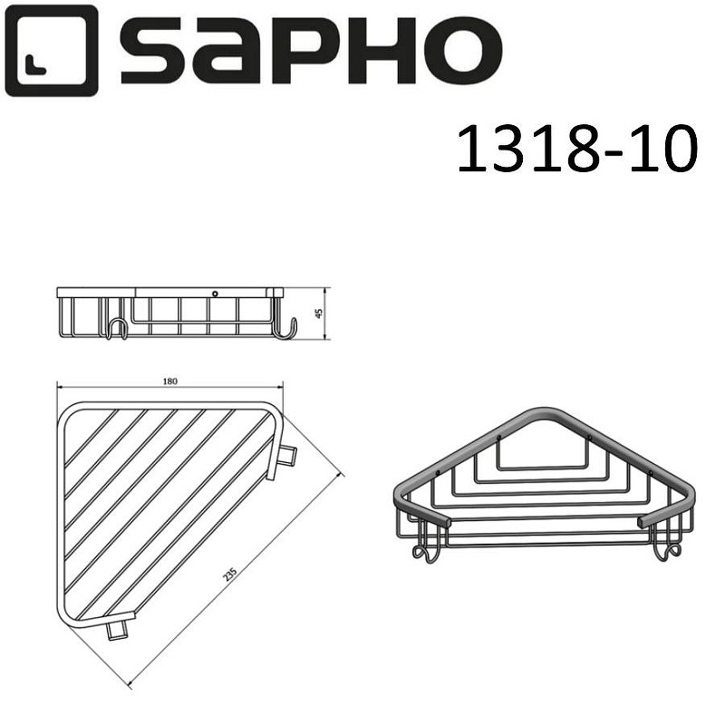 Полка корзина Sapho Diamond 1318-10 угловая цвет Бронза