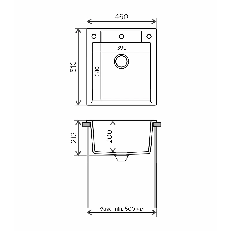 Кухонная мойка Polygran Argo-460 №36 473363 Белый хлопок искусственный камень (литьевой мрамор) встраиваемый