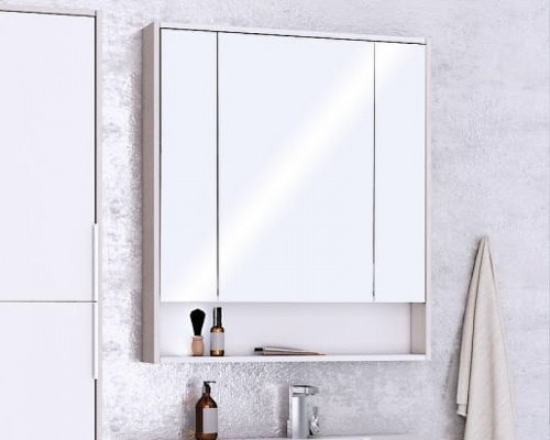 Зеркальный шкаф Aquaton Рико 80 1A215302RIB90 Белый Ясень фабрик МДФ / ЛДСП, стекло