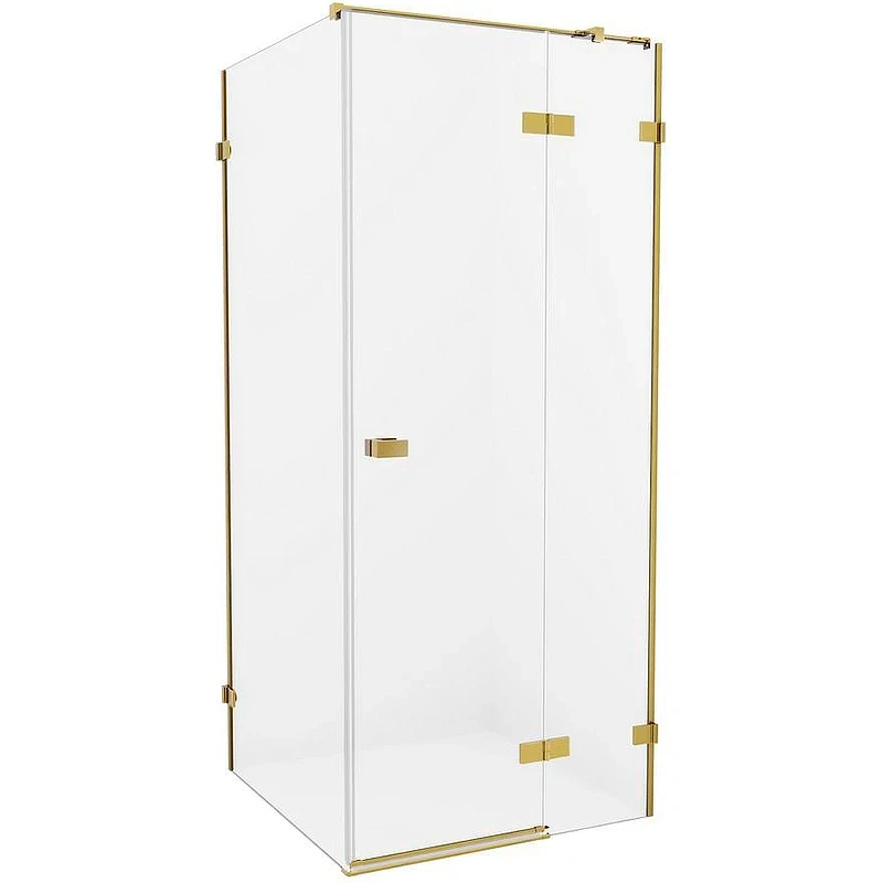 Душевой уголок New Trendy Avexa Gold 100х80 R EXK-1755 профиль Брашированное золото стекло прозрачное