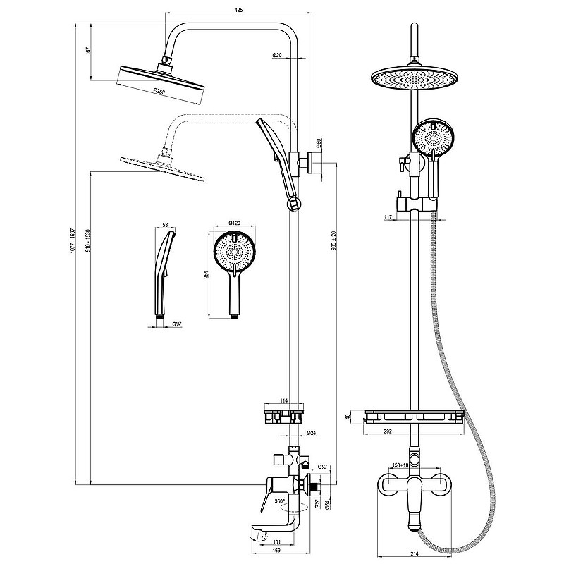 Душевая система Lemark Ortus LM11362C цвет Хром
