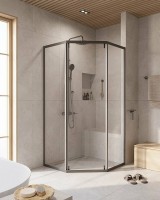 Душевой уголок Cezares Relax-304 100x100 RELAX-304-P-1-100-C-GM профиль Оружейная сталь стекло прозрачное
