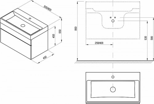 Тумба под раковину Ravak SD Natural 80 X000001052 подвесная Белая глянцевая МДФ / ЛДСП