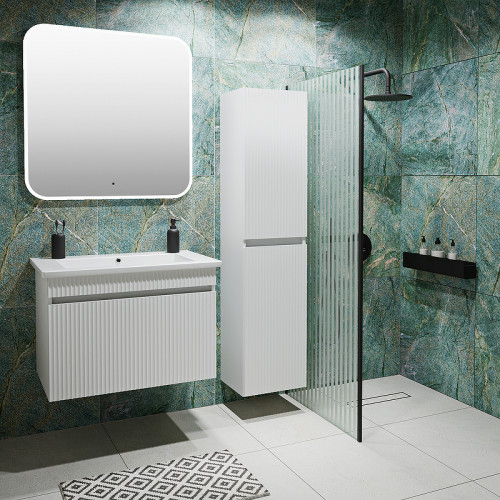 Шкаф пенал Runo Модена 35 00-00003974 подвесной Белый МДФ / ЛДСП