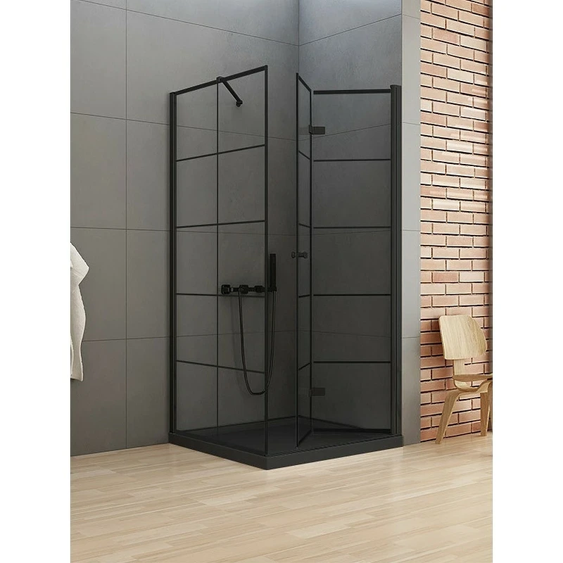 Душевой уголок New Trendy New Soleo Black 90х90 R D-0290A/D-0121B профиль Черный стекло прозрачное