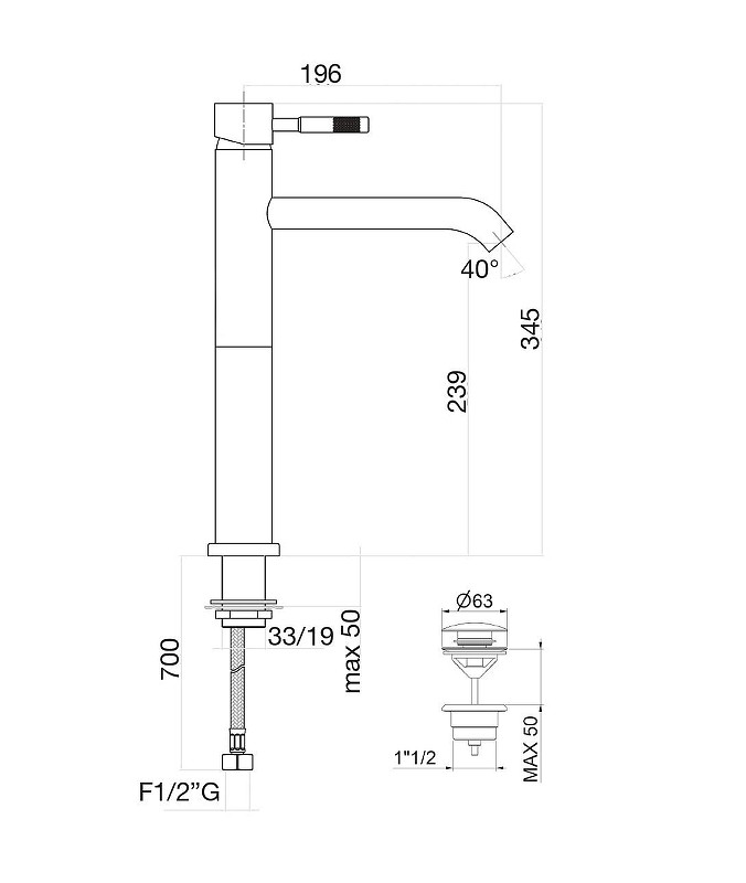 Смеситель для раковины Fiore Xenon 44NN5288 цвет Черный матовый