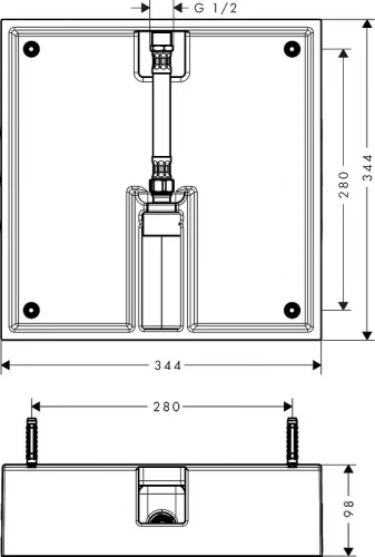 Скрытая часть для верхнего душа Hansgrohe Raindance E 26254180 G 1/2